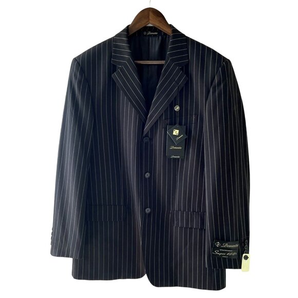 Demantie Mens Pinstriped Blazer Sz 38R and Vest sz 32 Super 150s Hand-Tailored - Picture 2 of 11